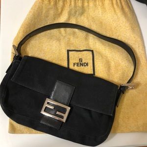 Fendi Baquette, Black w/ silver hardware